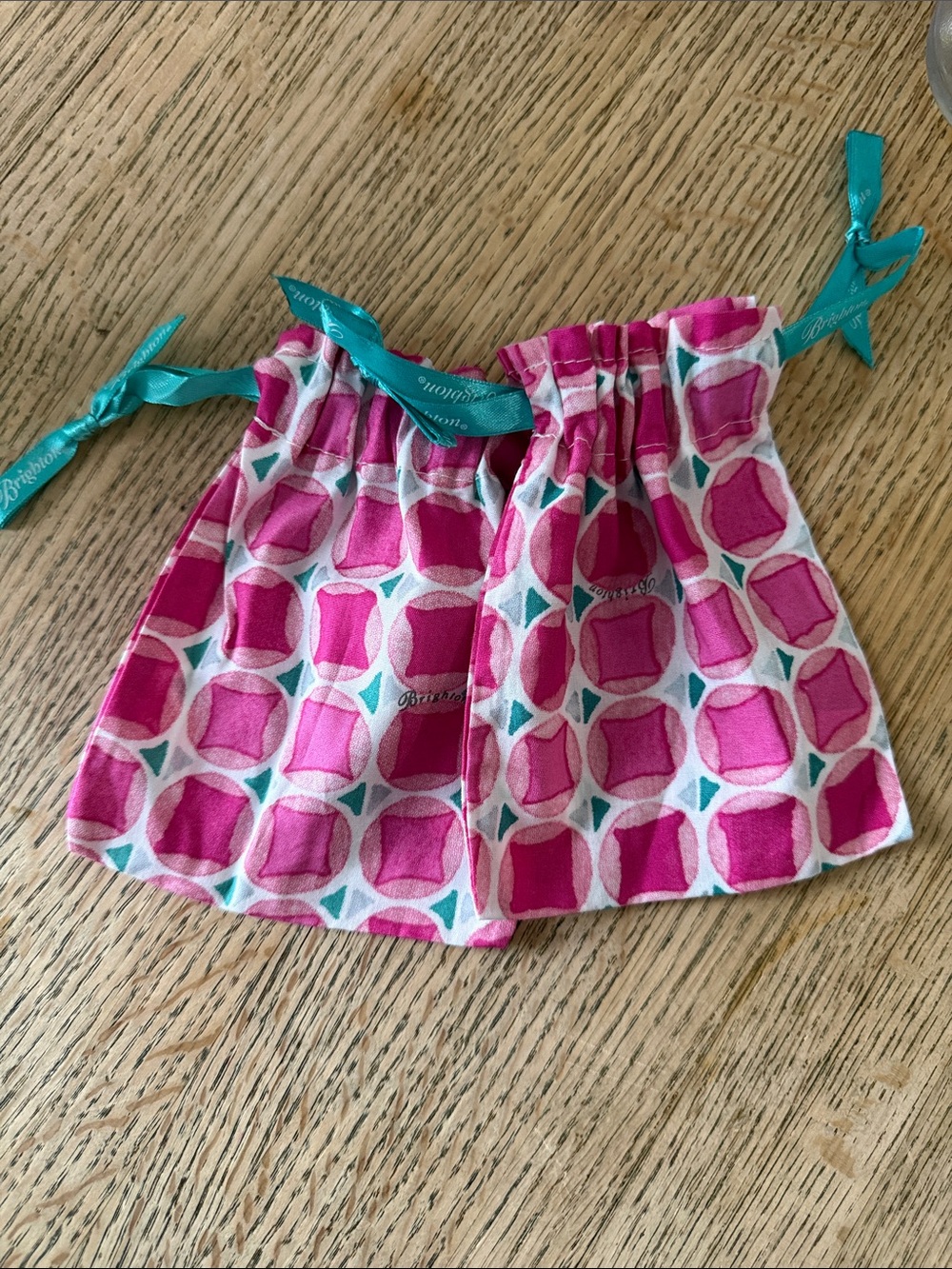 Brighton Pink and Teal Drawstring Pouch x2